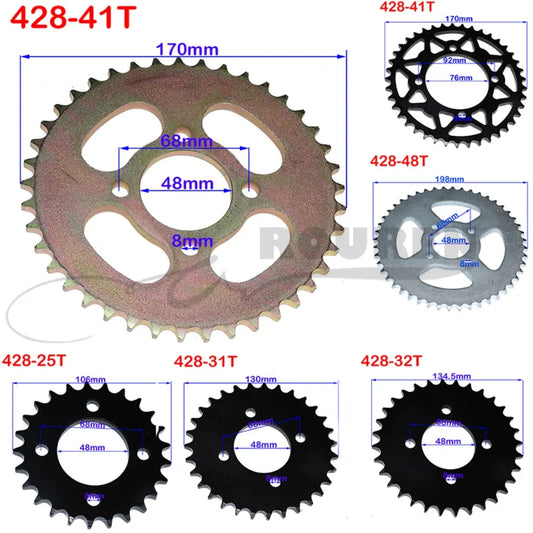 Kit pignon + couronne 428 — ATV Quad Pit Bike Moto 25T à 48T