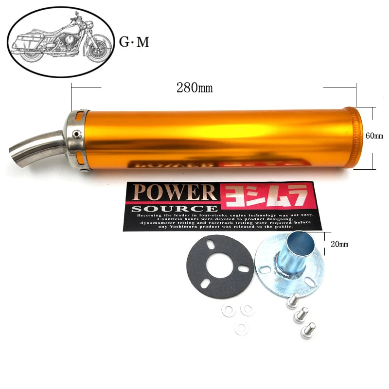 60X280mm Metal 50-250CC Universal Motorcycle Racing Modified Muffler 2 Stroke Exhaust Pipe
