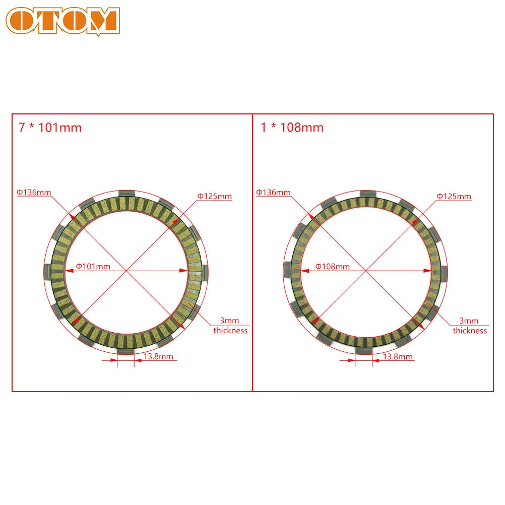 Kit disques d'embrayage friction OTOM — Honda CRF250R 2008-2020 / CRF250X 2004-2019