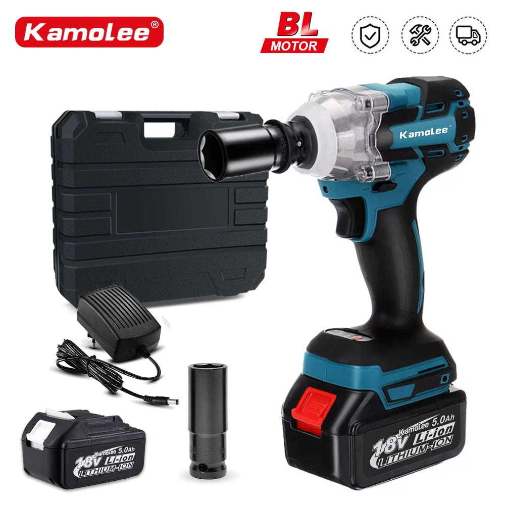 Kamolee 520 N.M Torque DTW285 Brushless Electric Impact Wrench 1/2 In Lithium-Ion Battery Apply to 18V 21V Battery
