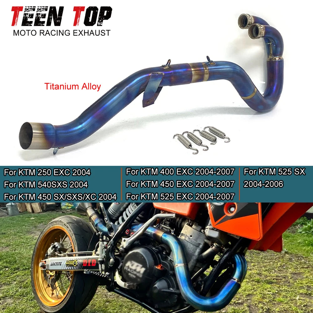 50mm Motorcycle Exhaust Pipe For KTM 250EXC 540SXS 450 SX/SXS/XC 2004 Exhaust Header Offroad Bike Titanium Alloy Front Link Pipe