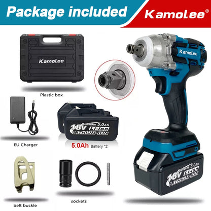 Kamolee 520 N.M Torque DTW285 Brushless Electric Impact Wrench 1/2 In Lithium-Ion Battery Apply to 18V 21V Battery