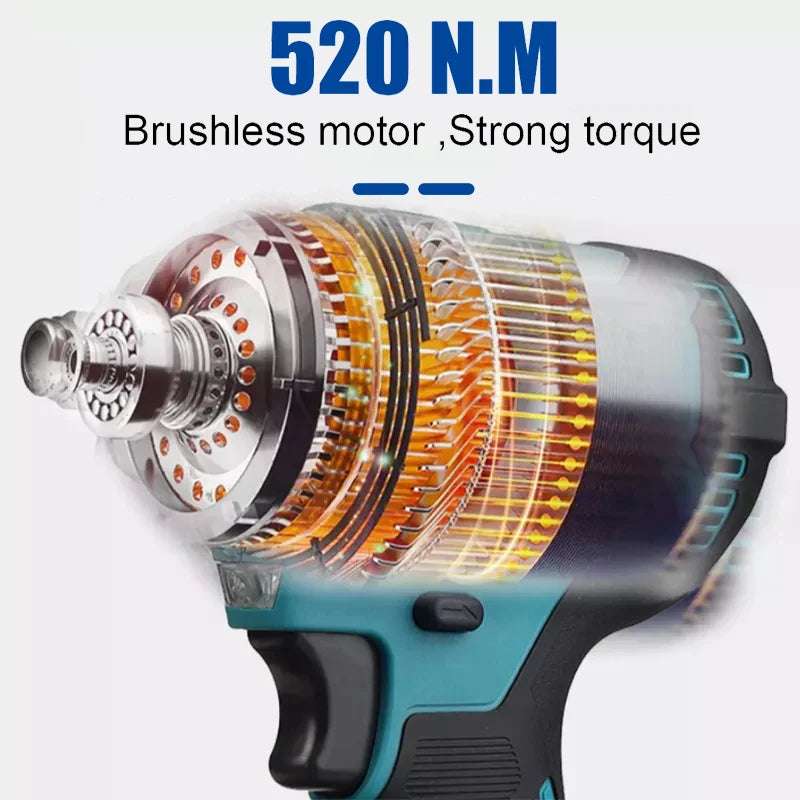 Kamolee 520 N.M Torque DTW285 Brushless Electric Impact Wrench 1/2 In Lithium-Ion Battery Apply to 18V 21V Battery