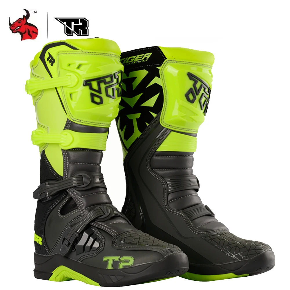 Professional Outdoors Motocross Racing Long Boots  Anti Slip Breathable Motos Shoes Men's Motorcycle Protective Boots