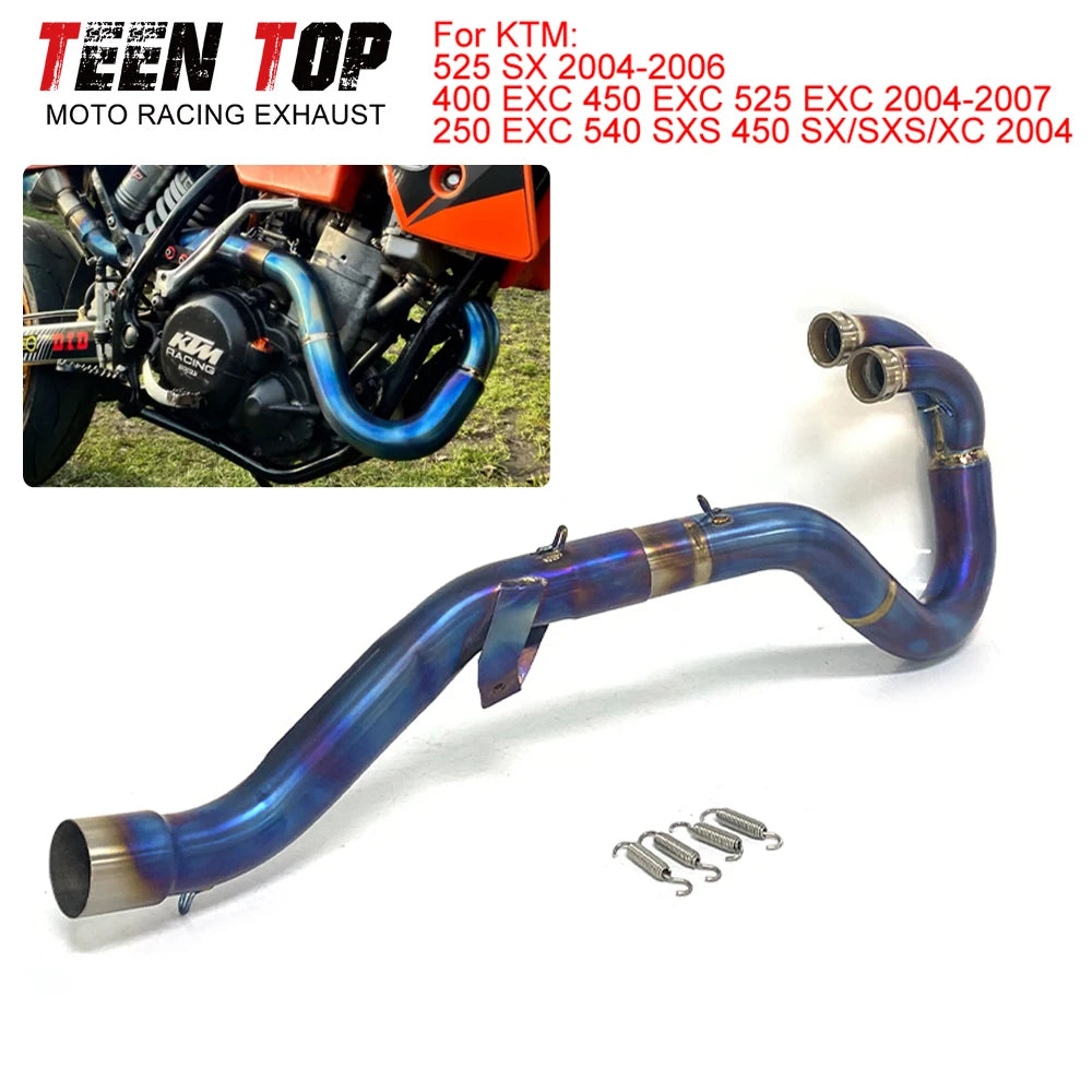 50mm Motorcycle Exhaust Pipe For KTM 250EXC 540SXS 450 SX/SXS/XC 2004 Exhaust Header Offroad Bike Titanium Alloy Front Link Pipe