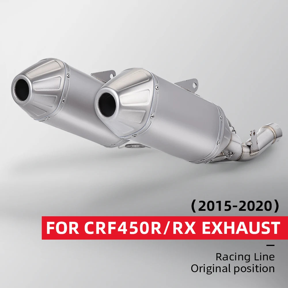 Suitable for CRF450R CRF450R/X T148 (2015-2020) motorcycle stainless steel dual outlet mid section exhaust system kit