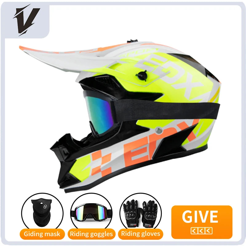 Casque cross enfant et adulte 3 pièces