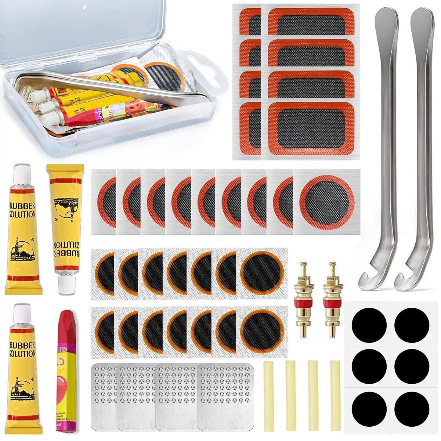 Bike Tire Repair Kit Convenient To Carry With Portable Storage Box Suitable For Motorcycle Bycicle Inner Tube Puncture Patch Kit