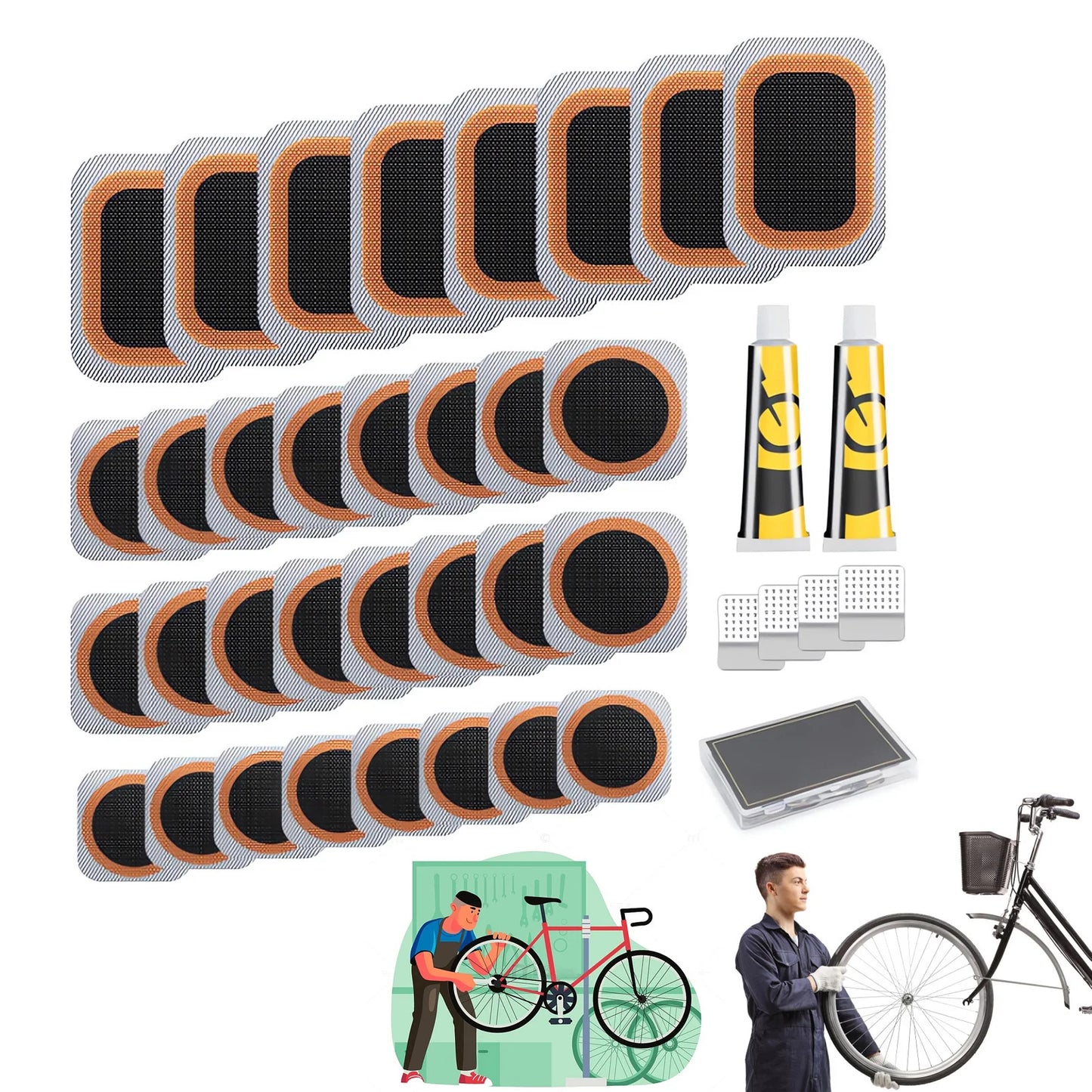 Bike Tire Repair Kit Convenient To Carry With Portable Storage Box Suitable For Motorcycle Bycicle Inner Tube Puncture Patch Kit