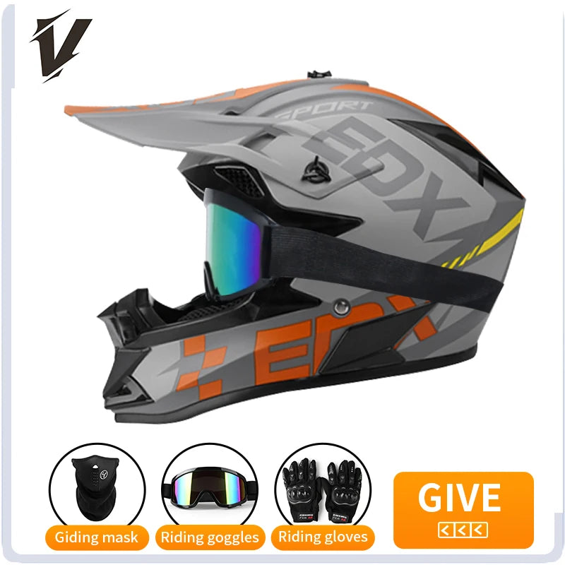 Casque cross enfant et adulte 3 pièces