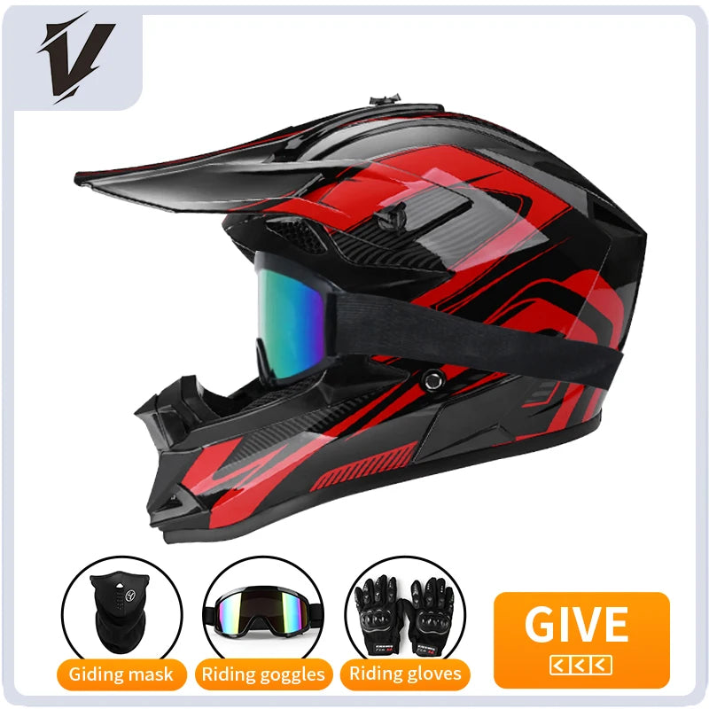 Casque cross enfant et adulte 3 pièces