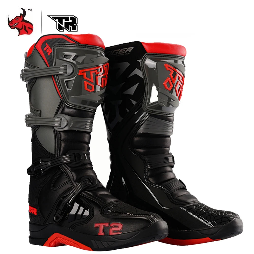 Professional Outdoors Motocross Racing Long Boots  Anti Slip Breathable Motos Shoes Men's Motorcycle Protective Boots