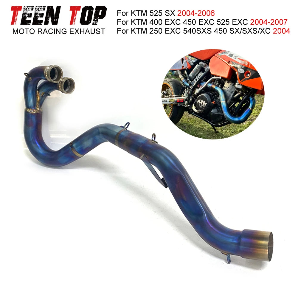 50mm Motorcycle Exhaust Pipe For KTM 250EXC 540SXS 450 SX/SXS/XC 2004 Exhaust Header Offroad Bike Titanium Alloy Front Link Pipe