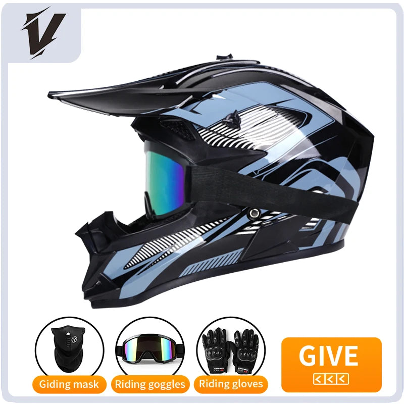 Casque cross enfant et adulte 3 pièces