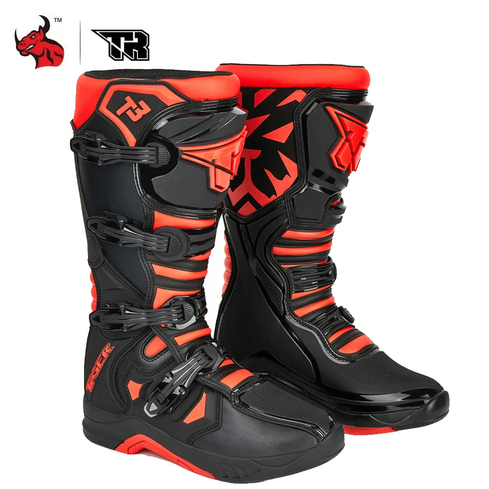 Professional Outdoors Motocross Racing Long Boots  Anti Slip Breathable Motos Shoes Men's Motorcycle Protective Boots