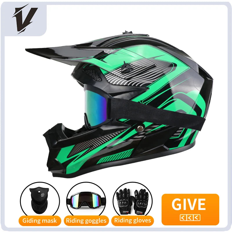 Casque cross enfant et adulte 3 pièces