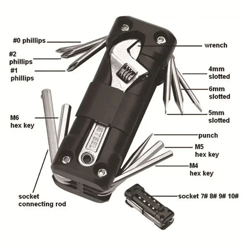 Kit outils moto multifonction — Dépannage piste & route