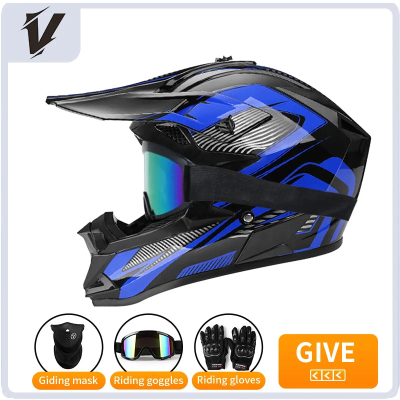 Casque cross enfant et adulte 3 pièces