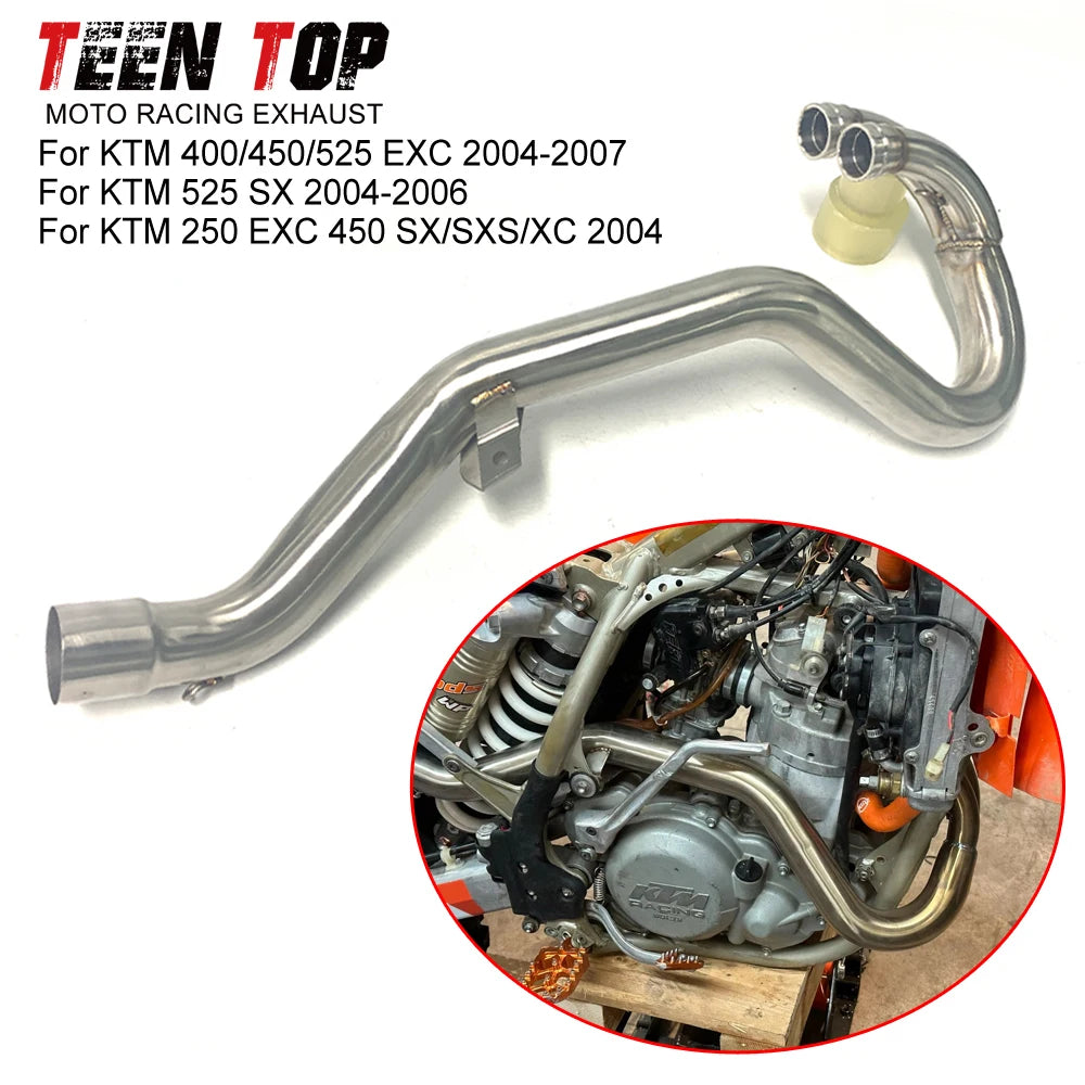 50mm Motorcycle Exhaust Pipe For KTM 250EXC 540SXS 450 SX/SXS/XC 2004 Exhaust Header Offroad Bike Titanium Alloy Front Link Pipe