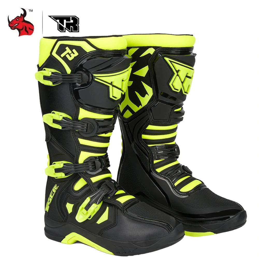 Professional Outdoors Motocross Racing Long Boots  Anti Slip Breathable Motos Shoes Men's Motorcycle Protective Boots