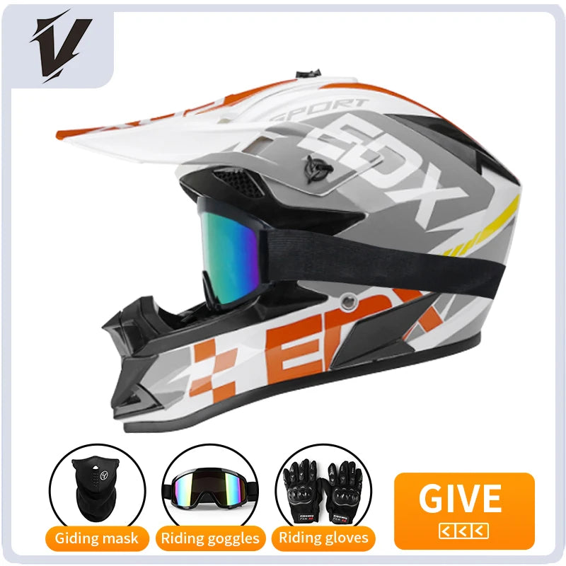 Casque cross enfant et adulte 3 pièces