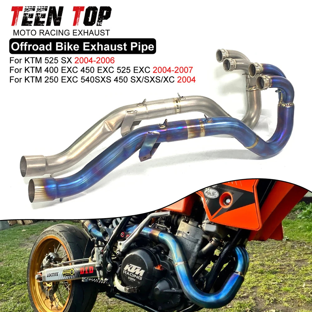 50mm Motorcycle Exhaust Pipe For KTM 250EXC 540SXS 450 SX/SXS/XC 2004 Exhaust Header Offroad Bike Titanium Alloy Front Link Pipe