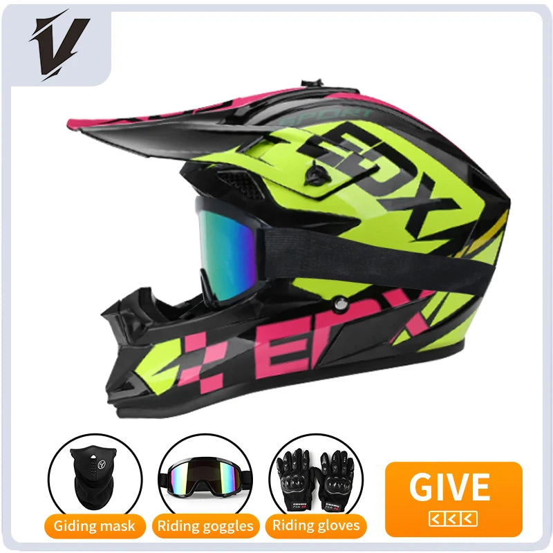 Casque cross enfant et adulte 3 pièces