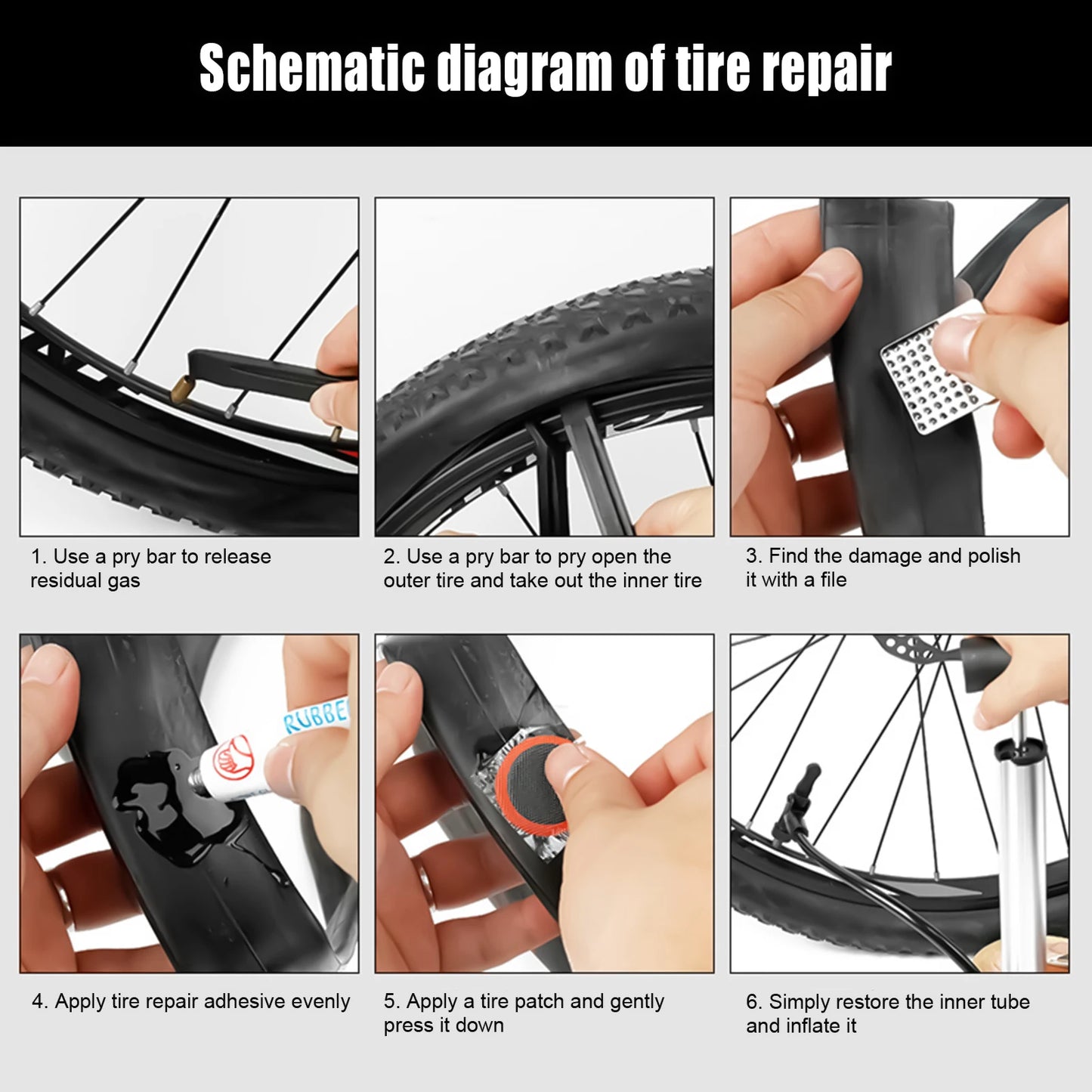 Bike Tire Repair Kit Convenient To Carry With Portable Storage Box Suitable For Motorcycle Bycicle Inner Tube Puncture Patch Kit