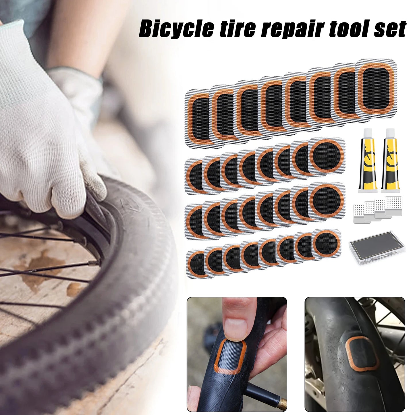 Bike Tire Repair Kit Convenient To Carry With Portable Storage Box Suitable For Motorcycle Bycicle Inner Tube Puncture Patch Kit