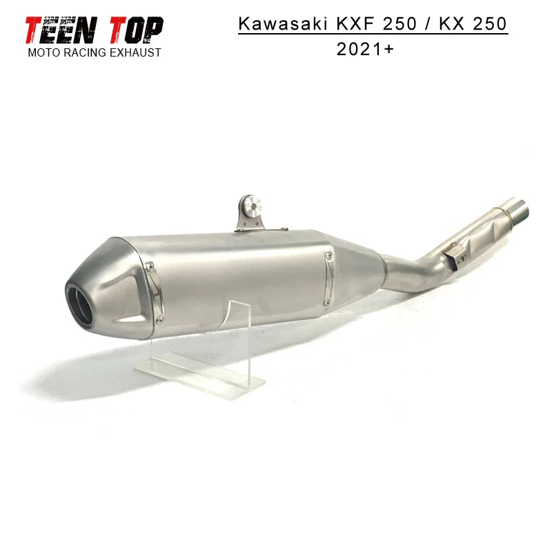 For Kawasaki KXF250 KX250 Slip-on Exhaust 2021+ Stainless Steel Exhaust Muffler Tailpipe KX KXF 250 Motorcycle Escape Moto Tube