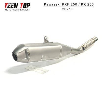For Kawasaki KXF250 KX250 Slip-on Exhaust 2021+ Stainless Steel Exhaust Muffler Tailpipe KX KXF 250 Motorcycle Escape Moto Tube