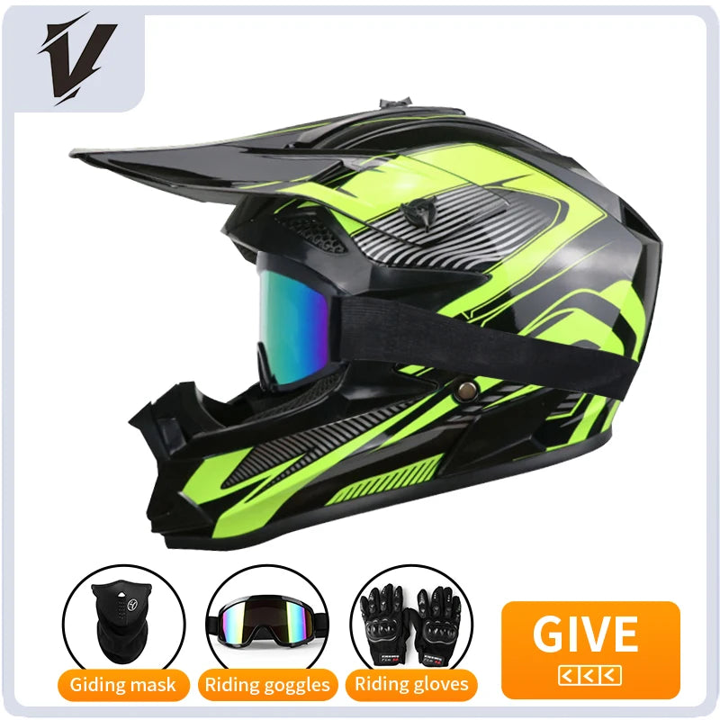 Casque cross enfant et adulte 3 pièces