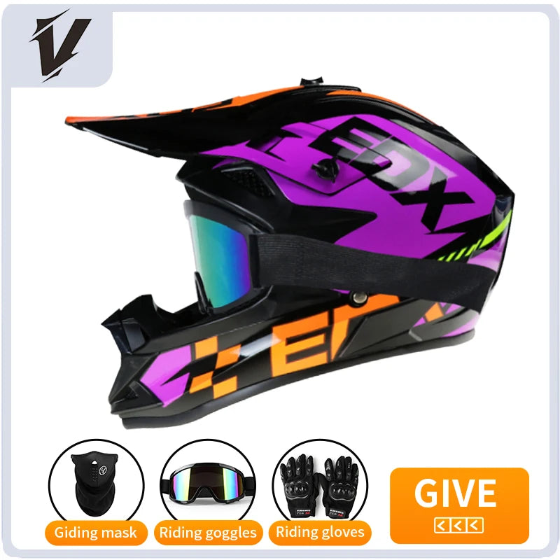 Casque cross enfant et adulte 3 pièces