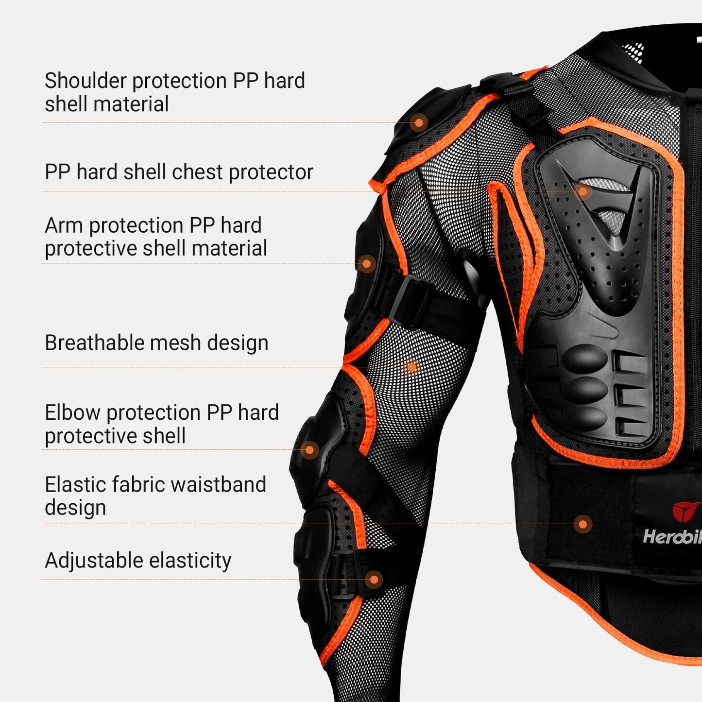 Veste protection motocross & enduro — Dorsale intégrée S à 4XL