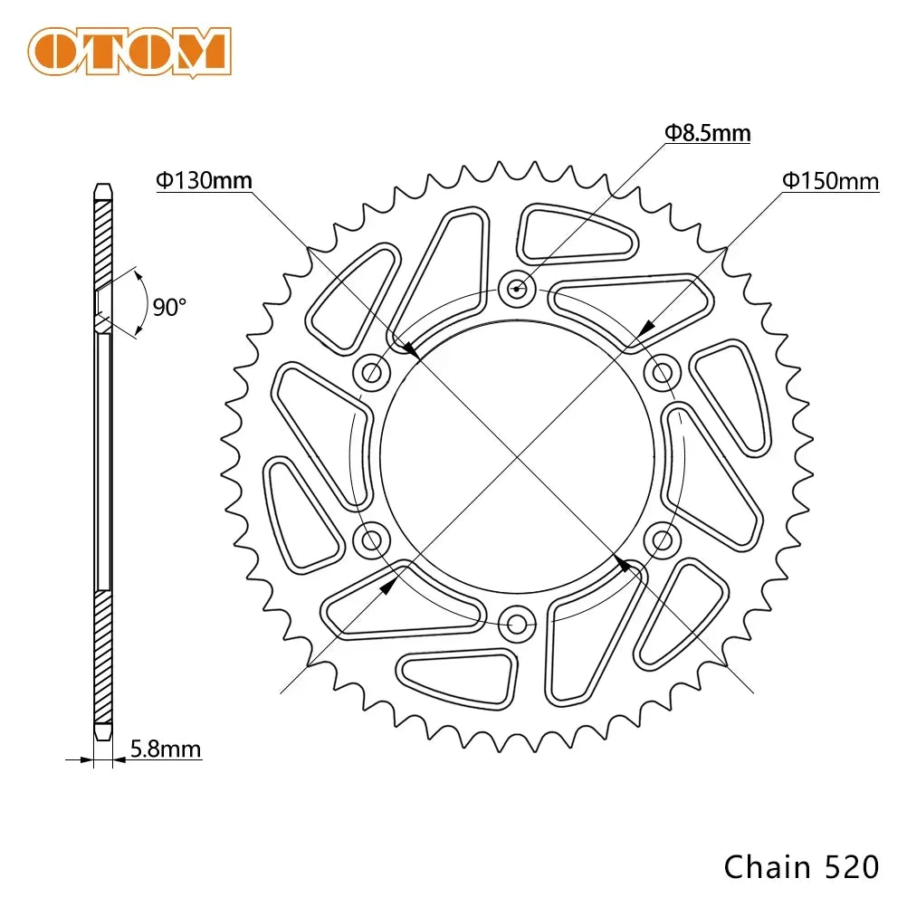 Couronne arrière 52T aluminium 520 — Yamaha YZ YZF WRF 125-450