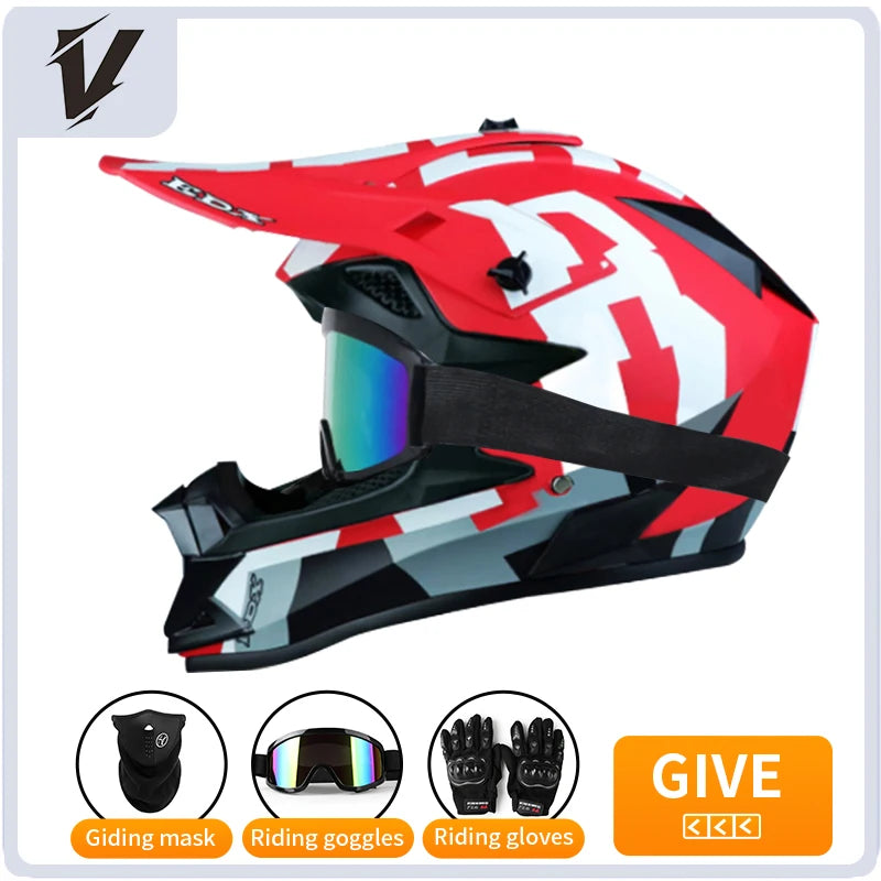 Casque cross enfant et adulte 3 pièces