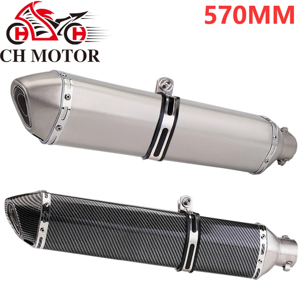 Universal 51MM Motorcycle Stainless steel Exhaust Pipe 570mm for ninja400 R3 Z900 S1000RR pcx160 duke390 R1 MT-07 slip-on