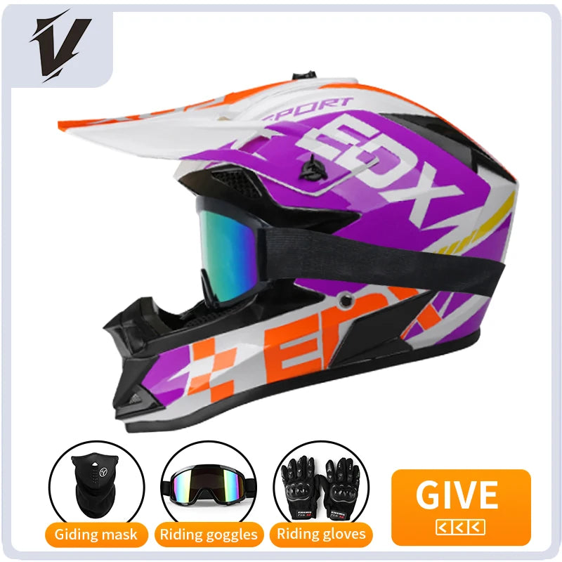 Casque cross enfant et adulte 3 pièces