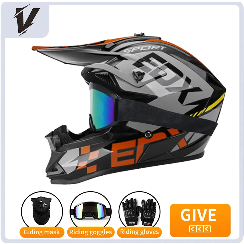 Casque cross enfant et adulte 3 pièces